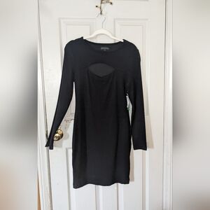 Guess Jet Black Lana long sleeve cutout mini dress size Large